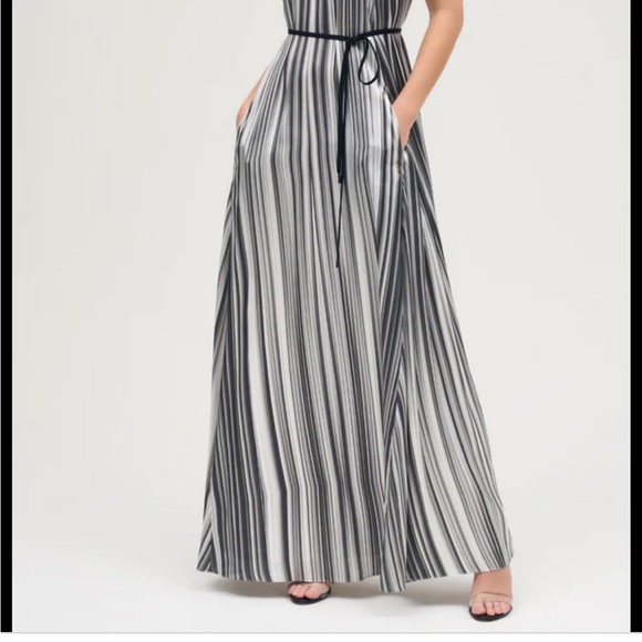 New with tags. Mi Jong Lee silk maxi dress in black/white/grey - Picture 3 of 9
